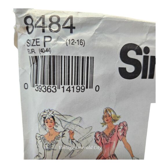 Vtg Simplicity 8484 Wedding Dress Pattern Retro Size 12-16 Uncut Taylor Fashion - Picture 2 of 8